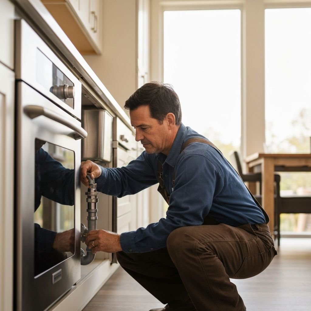 Plumber working on pipes in a home